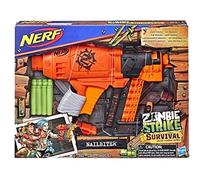 Hasbro Nerf Zombie Strike Survival System - Pistola de fusil de juguete para niño transformable con dardos NAILBITER naranja/negro E2672