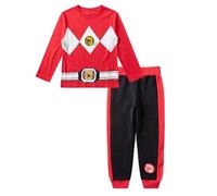 Hasbro 's Power Ranger - Conjunto deportivo para niños, camiseta de manga larga Power Ranger y pantalones de correr, Rojo, 4