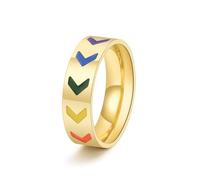 Hasdnker Anillo Anillos Mujer Hombre Rings Anillo Arcoíris En Forma De V Con Flecha Para Parejas, Joyería Para Hombres Y Mujeres, Anillo Minimalista Geométrico Hipoalergénico Unisex, Color Dorado 9