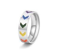 Hasdnker Anillo Anillos Mujer Hombre Rings Anillo Arcoíris En Forma De V Con Flecha Para Parejas, Joyería Para Hombres Y Mujeres, Anillo Minimalista Geométrico Hipoalergénico, Unisex, Color Plata 9