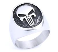 Hasdnker Anillo Anillos Mujer Hombre Rings Anillo con El Logo del Punisher, Estilo Retro, No Se Decolora, Estilo Europeo Y Americano, Color Acero N.° 7 (como Se Muestra) 19104