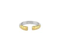 Hasdnker Anillo Anillos Mujer Hombre Rings Anillo De Apertura Con Textura En Capas Con Bloqueo De Color Dorado/Plateado De Alien, Accesorio De Moda Unisex De Hip-Hop Para Hombres Y Mujeres, Tendencia