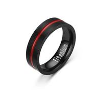 Hasdnker Anillo Anillos Mujer Hombre Rings Anillo De Boda Para Hombre De 6/8 Mm Con Borde De Escalera Cepillado Negro Y Ranura Roja.