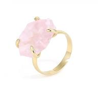 Hasdnker Anillo Anillos Mujer Hombre Rings Anillo De Cristal Irregular De Lujo, Color Dorado, Arcoíris, Piedra Blanca, Ajustable, para San Valentín, Cuarzo Rosa.