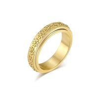 Hasdnker Anillo Anillos Mujer Hombre Rings Anillo Giratorio con Diseño De Margaritas Y Flores De Sol De 6 Mm De Moda para Mujer, 7 Dorados