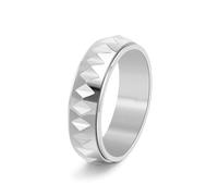 Hasdnker Anillo Anillos Mujer Hombre Rings Anillo Giratorio Para Hombre Con Diseño Geométrico Triangular Facetado, Hipoalergénico, Ajustable, Para Uso Diario Individual, 6 Unidades, Color Plateado