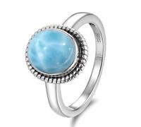 Hasdnker Anillo Anillos Mujer Hombre Rings Anillo Vintage Ovalado De Piedra Lunar Natural De 8 X 10 Mm, Anillos De Piedra De Ónix Negro, Joyería Fina para Mujer, 6 R474Lm