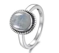Hasdnker Anillo Anillos Mujer Hombre Rings Anillo Vintage Ovalado De Piedra Lunar Natural De 8 X 10 Mm, Anillos De Piedra De Ónix Negro, Joyería Fina para Mujer, 6 R474Ms