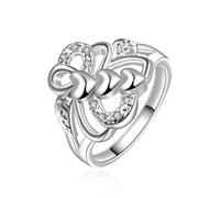 Hasdnker Anillo Anillos Mujer Hombre Rings Anillos Con Incrustaciones De Circonitas Y Lazo De Tres Corazones Para Mujer, Joyería Nupcial, Boda, Compromiso, 8 Unidades