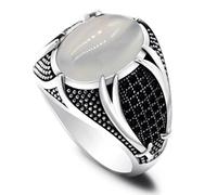 Hasdnker Anillo Anillos Mujer Hombre Rings Anillos De Circonita Negra, Blanca Y Roja con Diseño Tallado Vintage para Hombre, Accesorios De Boda, Joyería De Moda, Anillos De Dedo Hechos A Ma