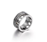 Hasdnker Anillo Anillos Mujer Hombre Rings Anillos De Color Dorado Y Plateado para Mujer, Modernos Anillos De Circonita Cúbica con Números Romanos Huecos para Bodas Y Fiestas, Joyería 8 Kr42770-K