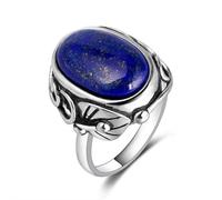 Hasdnker Anillo Anillos Mujer Hombre Rings Anillos De Piedra Lunar Ovalados De 11 X 17 Mm, Anillos Vintage para Hombres Y Mujeres, Anillo De Joyería De 6 Lapislázuli