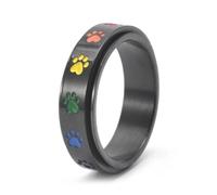Hasdnker Anillo Anillos Mujer Hombre Rings Anillos Giratorios Con Huella De Perro Para Mujer, Joyería Multicolor, Anillos Apilables De Moda Para Parejas, Amantes De Las Mascotas, 10 Unidades, Color N