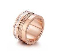 Hasdnker Anillo Anillos Mujer Hombre Rings Anillos para Nudillos para Mujer Y Hombre, con Circonitas Y Números Romanos, De Alambre De Acero, con Dijes Gruesos, Joyería De Fiesta Moderna, 9 Oro Rosa