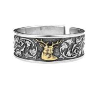 Hasdnker Anillo Anillos Mujer Hombre Rings Anillos Únicos De Joyería Punk Retro Para Hombre, Con Plumas, Tigre, Cruz, Calavera, Satánico, Demonio, Dios, Motociclista, Gótico, Para Dedo, 178