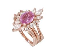 Hasdnker Anillo Anillos Mujer Hombre Rings Atractivos Anillos Redondos con Incrustaciones De Circonita Blanca Y Rosa para Mujer, Anillos De Moda, Joyería para Mujer, 9 Oro Rosa