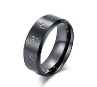 Hasdnker Anillo Anillos Mujer Hombre Rings Tibetan Buddhism Black Good Luck Mantra Men's Ring Matte Male Ring Mysterious Religious Buddhist Jewelry 7