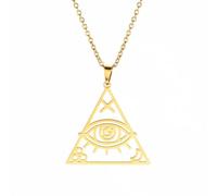 Hasdnker Collar Colgante Cadena Hombre Mujer Joyas Necklace Collar con Colgante Dorado De Ojo Egipcio con Pirámide, Cadena De Amuleto Ajustable, Joyería para Mujer, Color Dorado