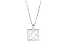 Hasdnker Collar Colgante Cadena Hombre Mujer Joyas Necklacecollares para Mujer Colgante Cuadrado De Flores Colgante De Flor De Barcelona Collar De Joyería De Moda Color Acero