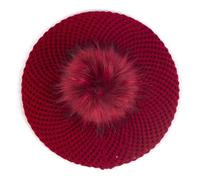 Hasdnker Gorros De Punto para Sombrero Tejido Beanie Boinas De Doble Capa con Pompones para Mujer De Bohemia, Gorros con Bolas De Pelo para Mujer, Gorros Cálidos para Otoño E Invierno, Boina Holgad