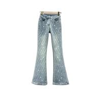 Hasdnker Jeans para Pantalones Nuevosslim Fit High Waist Bell Bottom Jeans Women's Fashion of The Season Style Elastic Long Pants Glowing Thin Effect M47.50Kg-54.00Kg Bluelightblue3599