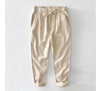 Hasdnker Jeans para Pantalones Nuevossummer and Autumn Women Cotton Linen Pants Solid Casual Elastic Waist Pockets Wide Leg Trousers Fashion Ladies Straight Pants XL Khaki