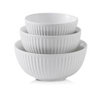 HASENSE Cuencos de cerámica acanalados blancos de 1.5/1/0.5 cuartos de galón para cocina, cocinar, hornear y servir ensaladas para pasta, cuencos pequeños para mezclar de 3, platos modernos que