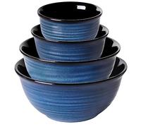 Hasense Cuencos mezcladores para cocinar, hornear, platos de cerámica para servir, juego de 4 para ensalada, frutas, palomitas de maíz, cuencos apilables versátiles para regalo de inauguración de la