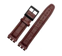 HASGTFM 1 7mm 19mm Banda de reloj de cuero de becerro Cierre de acero for reloj Swatch Watch Yrs ycs Correa reloj de reloj brazalete hombre moda muñeca + herramientas(Brown black,17-19-16mm)