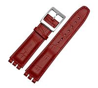 HASGTFM 1 7mm 19mm Banda de reloj de cuero de becerro Cierre de acero for reloj Swatch Watch Yrs ycs Correa reloj de reloj brazalete hombre moda muñeca + herramientas(Red,17-19-16mm)