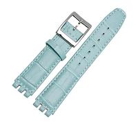 HASGTFM 1 7mm 19mm Banda de reloj de cuero de becerro Cierre de acero for reloj Swatch Watch Yrs ycs Correa reloj de reloj brazalete hombre moda muñeca + herramientas(Blue,19-22-18mm)