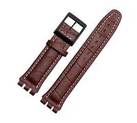 HASGTFM 1 7mm 19mm Banda de reloj de cuero de becerro Cierre de acero for reloj Swatch Watch Yrs ycs Correa reloj de reloj brazalete hombre moda muñeca + herramientas(Brown white black,17-19-16mm)