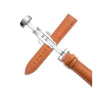 HASGTFM 14 mm 16 mm 18 mm 20 mm 22 mm 24 mm Hebilla de acero Pulsera universal Correa de reloj for cierre de doble botón(Light Brown Silver,24mm)