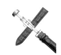 HASGTFM 14 mm 16 mm 18 mm 20 mm 22 mm 24 mm Hebilla de acero Pulsera universal Correa de reloj for cierre de doble botón(Black Silver,14mm)