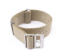 HASGTFM 18/20/22/24 mm en forma for OTAN Ajuste for Zulu Woven Nylon Strap de acero inoxidable Hebilla Universal Men Women Soft Wrist Band BAND ACCESORIOS(Khaki,18mm)