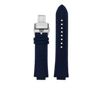 HASGTFM 1853 apto for reloj Tissot for hombre Super Player serie PRX T137.410 correa de reloj de nailon modificada 26-12mm correa de reloj de boca convexa(Blue silver Folding)