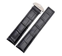 HASGTFM 19mm / 20 mm / 22 mm Fibra de cuero reloj reloj hombre reloj de goma for correa reemplazo duradero negro azul marrón ajuste for Samsung(Black leather 22mm,Black clasp)