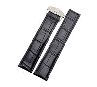 HASGTFM 19mm / 20 mm / 22 mm Fibra de cuero reloj reloj hombre reloj de goma for correa reemplazo duradero negro azul marrón ajuste for Samsung(Black leather 19mm,Silver clasp)