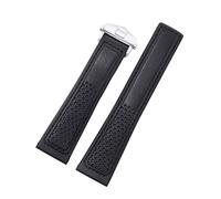 HASGTFM 19mm / 20 mm / 22 mm Fibra de cuero reloj reloj hombre reloj de goma for correa reemplazo duradero negro azul marrón ajuste for Samsung(Black black 22mm,Silver clasp)