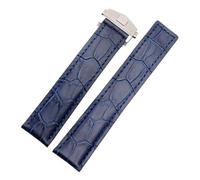 HASGTFM 19mm / 20 mm / 22 mm Fibra de cuero reloj reloj hombre reloj de goma for correa reemplazo duradero negro azul marrón ajuste for Samsung(Blue leather 20mm,Black clasp)
