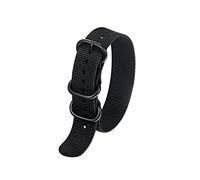 HASGTFM 1pc 20 mm 22 mm 24 mm correa de nylon correa pulsera 5 anillo negro plata botón de reloj accesorios(Schwarz,26mm)