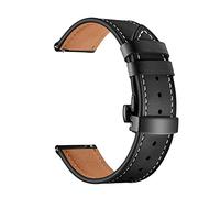 HASGTFM 2 0mm 22mm Reloj de correa de cuero 3 banda 41mm / 45mm / 42mm / 46mm / activo 2 pulsera apta for Huawei GT 2 / Pro Belt Fit for Samsung Galaxy(Black Black,22mm)