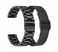 HASGTFM 2 2mm Correa de metal GT / GT2 46mm Honor Magic Smart Band Pulsera Correas de acero inoxidable Pulsera Correa Fit for Huawei Watch Fit for TicWatch Pro(Black-black)