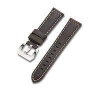 HASGTFM 20 mm 22 mm 24 mm relojes de relojes zulu reloj correas bandas de cuero negro marrón rojo hombres de acero hebilla pulsera accesorios reemplazar(Dark brown,20mm)