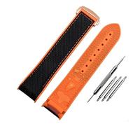 HASGTFM 20 mm 22 mm Escalada Reloj de nailon Correa de reloj de lona Hecha a mano Apto for Omega Apto for Ocean Universe 9900 Apto for Seahorse 8900 Banda de reloj con parte inferior de goma(Black ora