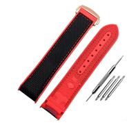 HASGTFM 20 mm 22 mm Escalada Reloj de nailon Correa de reloj de lona Hecha a mano Apto for Omega Apto for Ocean Universe 9900 Apto for Seahorse 8900 Banda de reloj con parte inferior de goma(Black red