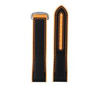 HASGTFM 20 mm 22 mm Fondo de silicona de caucho nuevo + Correa de reloj de nailon Apto for correa Omega Apto for Seamaster 300 Apto for Speedmaster 8900 Apto for Planet Apto for Ocean Tools(Black oran