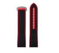 HASGTFM 20 mm 22 mm Fondo de silicona de caucho nuevo + Correa de reloj de nailon Apto for correa Omega Apto for Seamaster 300 Apto for Speedmaster 8900 Apto for Planet Apto for Ocean Tools(Black red-