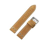 HASGTFM 20 mm 22 mm Tornillo Doble Tornillo Universal Reloj de cuero Campo Cinturón de muñeca de aviación Correa de reloj Pulsera Ajuste for Hamilton(Yellow white,22mm silver clasp)
