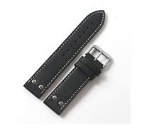 HASGTFM 20 mm 22 mm Tornillo Doble Tornillo Universal Reloj de cuero Campo Cinturón de muñeca de aviación Correa de reloj Pulsera Ajuste for Hamilton(Schwarz,20mm silver clasp)